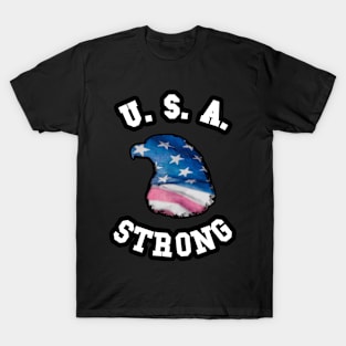 🦅 USA Strong, Eagle Head Flag, America Patriotic T-Shirt